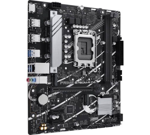 Материнская плата ASUS PRIME B760M-R D4, LGA1700, B760, 2*DDR4, HDMI, 4xSATA3 + RAID, M2, Audio, Gb LAN, USB 3.2, USB 2.0, mATX; 90MB1HA0-M0EAY0 (PRIME B760M-R D4)