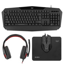 Игровой набор клавиатура+мышь+гарнитура+коврик SVEN GS-4300 (104 кл.+12Fn, 8 смен. кл., 200-4800DPI) Sven SV-018382