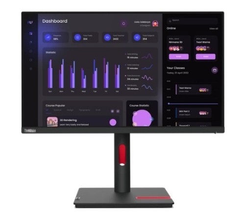 LCD Lenovo 23.8" ThinkVision T24i-30 черный {IPS 1920x1080 4ms 178/178 250cd 1000:1 Tilt Swivel Pivot} [63CFMATXEU]