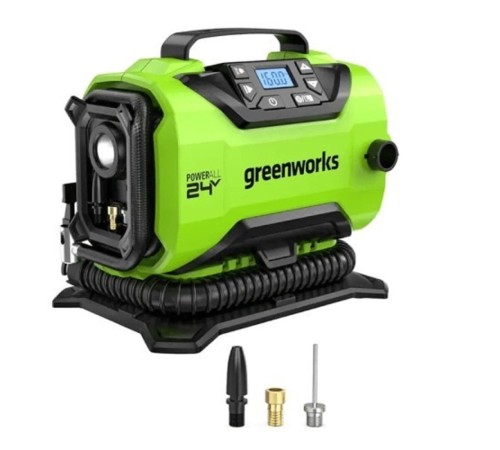 Greenworks ACG301 Компрессор автомобильный аккумуляторный, 24V / 12V (от сети автомобиля), без АКБ и ЗУ [3400807]