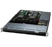 Сервер Supermicro SuperServer 1U 611C-TN4R noCPU(2) 4th/5th Gen(MCC Carrier)/ noDIMM(16)/4x 3.5/2.5"NVMe/SATA/SAS/ AOC-S3908L/ 2x10Gb/ SFT-DCMS-SINGLE/2x860W