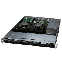 Сервер Supermicro SuperServer 1U 611C-TN4R noCPU(2) 4th/5th Gen(MCC Carrier)/ noDIMM(16)/4x 3.5/2.5"NVMe/SATA/SAS/ AOC-S3908L/ 2x10Gb/ SFT-DCMS-SINGLE/2x860W