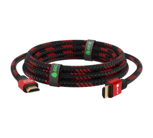 GCR Кабель 1.5m HDMI 2.0, BICOLOR нейлон, AL корпус красный, HDR 4:2:2, Ultra HD, 4K 60 fps 60Hz/5K*30Hz, 3D, AUDIO, 18.0 Гбит/с, 28AWG (GCR-52162)