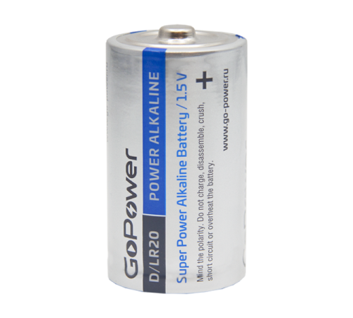 Батарейка GoPower LR20 D BL2 Alkaline 1.5V (2/12/96) блистер (2 шт.) Батарейка GoPower LR20 D (00-00017862)