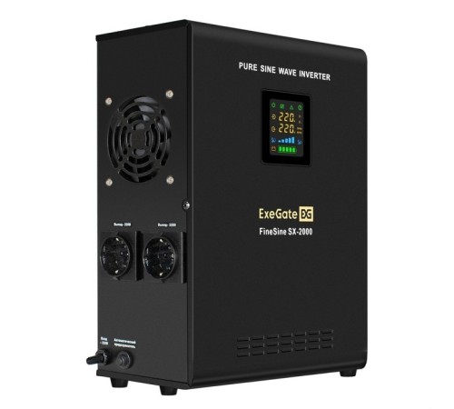 Exegate EX296001RUS ИБП (инвертор, синус, для котла) настенный ExeGate FineSine SX-2000.LCD.AVR.2SH <2000VA/1400W, чистая синусоида, цветной LCD-дисплей, AVR, 2*Schuko, линейно-интерактивный, внешняя