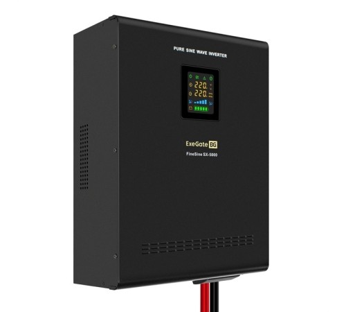 Exegate EX296004RUS ИБП (инвертор, синус, для котла) настенный ExeGate FineSine SX-5000.LCD.AVR.2SH.T <5000VA/3500W, чистая синусоида, цветной LCD-дисплей, AVR, 2*Schuko + клеммы, линейно-интерактивны