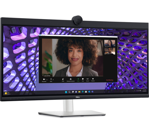 Монитор Dell 34"    P3424WEB S/BK (IPS;21:9;300 cd/m2;1000:1;3440x1440x60Hz;5ms;178/178;DP1.2(HDCP 2.2),HDMI2.2,USB -C,5xUSB 3.2(Gen1),WEBcam 4MP RGB+IR2K; mcr; Spk 2x5W; RJ45; HAS; Tilt; Swiv;VESA100x100) (P3424WEB)