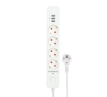 Гарнизон Сетевой фильтр 2.0 EPS-4-U3-W-4  Мультипорт, 4р, 10А, 3xUSB, 4м, ур.защиты 2+, белый, пакет (21447)