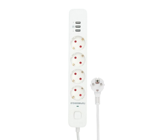 Гарнизон Сетевой фильтр 2.0 EPS-4-U3-W-4  Мультипорт, 4р, 10А, 3xUSB, 4м, ур.защиты 2+, белый, пакет (21447)