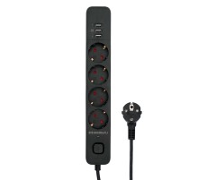 Гарнизон Сетевой фильтр 2.0 EPS-4-U3-B-2 Мультипорт, 4р, 10А, 3xUSB, 2м, ур.защиты 2+, черный, пакет (21446)