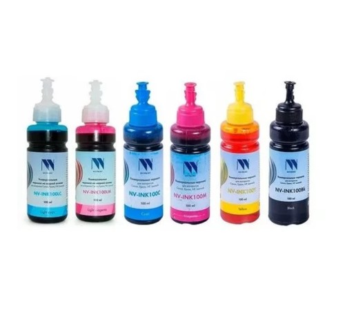 Чернила NVP NV-INK100-6 универсальные на водной основе для аппаратов Epson, комплект 6 цветов по 100