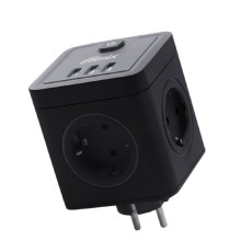 RITMIX RM-043 Black Сетевой фильтр с кнопкой питания {16А, 4 розетки, 3 USB} {80003359}