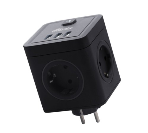 RITMIX RM-043 Black Сетевой фильтр с кнопкой питания {16А, 4 розетки, 3 USB} {80003359} RITMIX RM-043 Black Сетевой фильтр с кнопкой питания {16А, 4 розетки, 3 USB} {80003359}