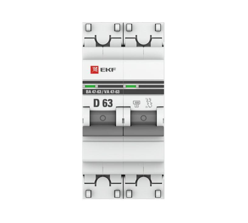 EKF mcb4763-2-63D-pro Автоматический выключатель 2P 63А (D) 4,5kA ВА 47-63 EKF PROxima EKF mcb4763-2-63D-pro Автоматический выключатель 2P 63А (D) 4,5kA ВА 47-63 EKF PROxima