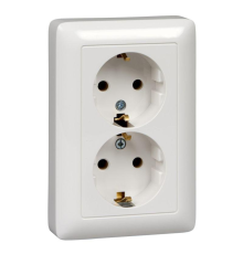 Systeme electric RS16-236-B ХИТ С/У РОЗЕТКА двойная с заземлением без шторок 16А, 250В, БЕЛЫЙ. Россия