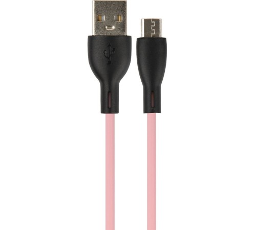 PERFEO Кабель USB A вилка - Micro USB вилка, 2.4A, розовый, силикон, длина 1 м., SILICON (U4025)