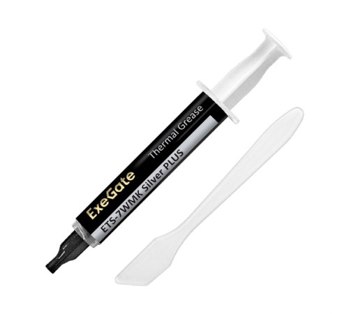 Exegate EX296088RUS Термопаста ExeGate ETS-7WMK Silver PLUS (7,2 Вт/(м•К), 3г, шприц с лопаткой)