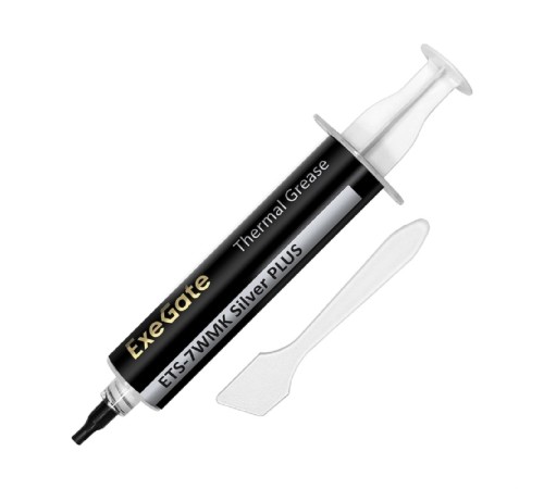 Exegate EX296090RUS Термопаста ExeGate ETS-7WMK Silver PLUS (7,2 Вт/(м•К), 15г, шприц с лопаткой)