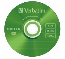Диск DVD+R Verbatim 4.7Gb 16x Slim case (5шт) Color (43556)