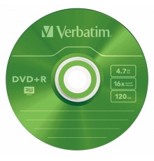 Диск DVD+R Verbatim 4.7Gb 16x Slim case (5шт) Color (43556)