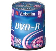 Диск DVD-R Verbatim 4.7Gb 16x Cake Box (100шт) (43549)