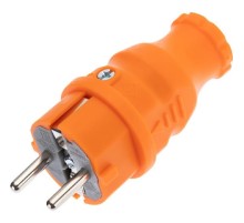 REXANT 111-015 Вилка прямая влагозащищенная, c/з, 16 А, IP44, каучук оранжевая