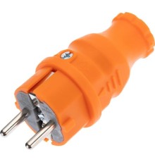 REXANT 111-015 Вилка прямая влагозащищенная, c/з, 16 А, IP44, каучук оранжевая