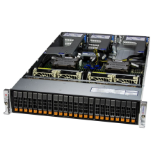 Сервер Supermicro Hyper A+ Server 2U 2125HS-TNR noCPU(2)9004 EPYC/TDP 290W/no DIMM(24)/24 NVME(SATA/SAS optional)/2-port 10GBase-T/2x1600W(2nd config)