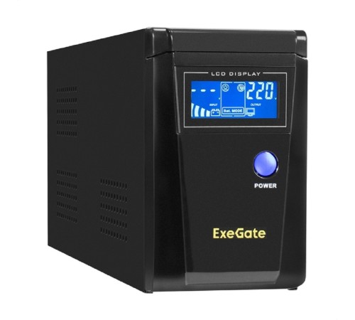 Exegate EX295980RUS ИБП (инвертор, синус, для котла) ExeGate SineTower SN-600.LCD.AVR.2SH <600VA/360W, чистая синусоида, LCD дисплей, AVR, 2*Schuko, линейно-интерактивный, Black>