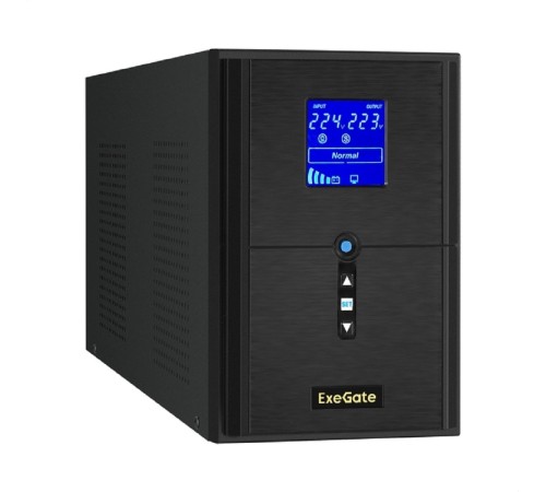 Exegate EX295983RUS ИБП (инвертор, синус, для котла) ExeGate SineTower SN-2000.LCD.AVR.3SH.1C13.RJ.USB <2000VA/1600W, чистая синусоида, LCD дисплей, AVR, 3*Schuko+1*C13, RJ45/11, USB, линейно-интеракт