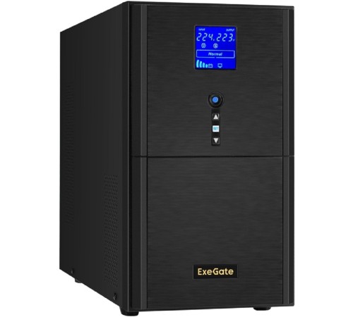 Exegate EX295984RUS ИБП (инвертор, синус, для котла) ExeGate SineTower SN-3000.LCD.AVR.3SH.1C13.RJ.USB <3000VA/2400W, чистая синусоида, LCD дисплей, AVR, 3*Schuko+1*C13, RJ45/11, USB, линейно-интеракт