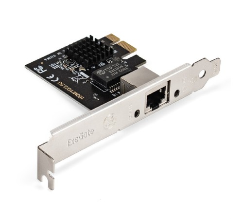 Exegate EX296212RUS Сетевой адаптер ExeGate EXE-251 (PCI-E x1 v2.0, 1xRJ45, UTP 100Mbps/1000Mbps/2.5Gbps RTL8125B)