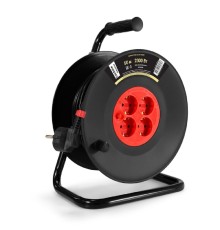 Exegate EX295741RUS Удлинитель на катушке ExeGate industrial ECS-10-3-50 (4 евророзетки с заземлением, IP20, 50м, защита от детей, защита от перегрузки, 3х1,0мм2, 10А/2.3кВт)