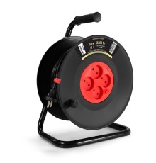 Exegate EX295745RUS Удлинитель на катушке ExeGate industrial ECS-10-2-50 (4 евророзетки, IP20, 50м, защита от детей, защита от перегрузки, 2х1,0мм2, 10А/2.3кВт)