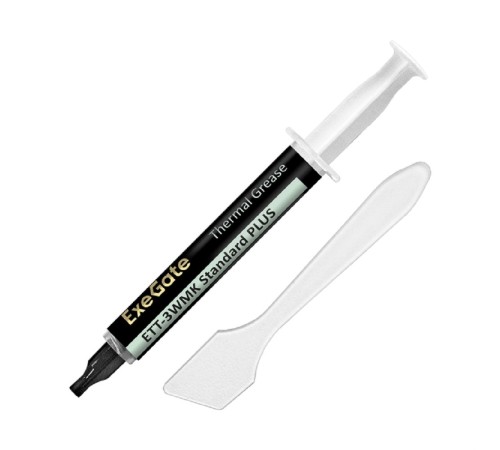 Exegate EX296092RUS Термопаста ExeGate ETT-3WMK Standard PLUS (3,2 Вт/(м•К), 3г, шприц с лопаткой)