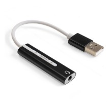 Exegate EX296332RUS Кабель-адаптер для подключения телефонной гарнитуры к порту USB ExeGate <EX-AU-04B> (внешняя звуковая карта USB, 1x Jack3.5 F (4-контакта), кнопки: volume +, volume -, play/pause/n