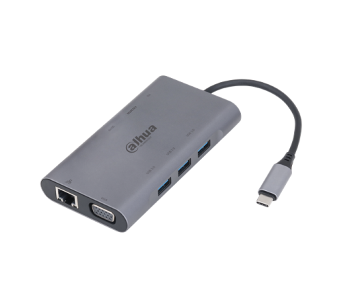 Док станция DAHUA  Док станция 9 in 1 USB 3.1 Type-C to USB 3.0 + HDMI + RJ45 + VGA + SD/TF +PD Docking Station (DH-TC39)