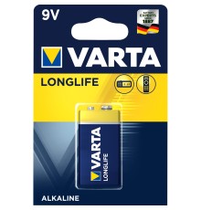 Батарейка Varta LONGLIFE Крона 6LR61 BL1 Alkaline 9V (4122) (1/10/50) Varta LONGLIFE 6LR61 9-Volt-Block (Krona) (04122101411)