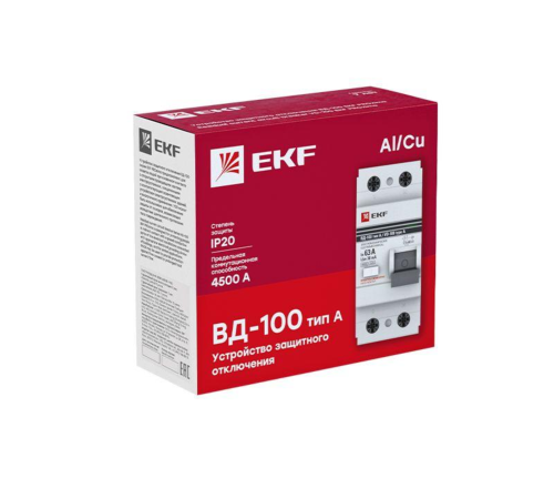 Выключатель дифференциального тока (УЗО) 2п 40А 30мА тип A ВД-100 (электромех.) PROxima EKF elcb-2-4