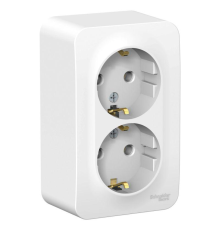 Systeme electric BLNRA010201 BLANCA О/У РОЗЕТКА двойная с заземлением без шторок, 16А, 250В, БЕЛЫЙ