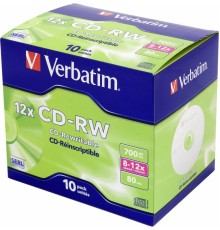 Диск CD-RW Verbatim 700Mb 12x Jewel case (10шт) (43148)