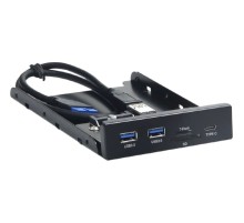 Планка USB 3.0 на переднюю панель 3.5" Gembird, 2 порта USB и порт Type-C, SD+TF, коробка (FP3.5-USB3-2A1C-CR)