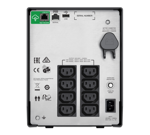 Источник бесперебойного питания APC Smart-UPS C 1000VA/600W, 230V, Line-Interactive, LCD (REP. SMC1000I), 1 year warranty (SMC1000IC)