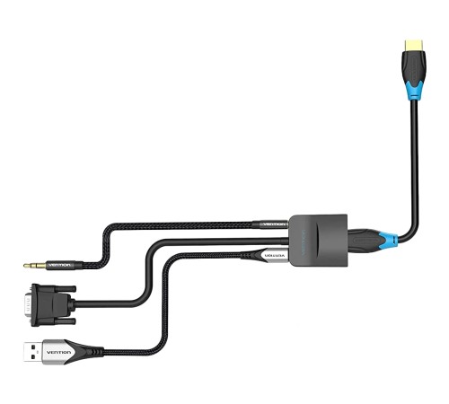 Мультимедиа конвертер Vention VGA + аудио > HDMI, гибкий, черный Мультимедиа конвертер Vention VGA M/HDMI F/mini Jack 3.5 mm F/micro USB 2.0 Type-B F (ACNBB)