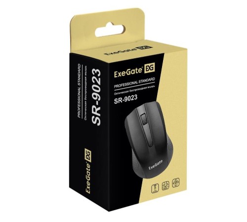 Exegate EX279045RUS Беспроводная мышь ExeGate SR-9023 <black, optical, 3btn/scroll, 1200dpi, USB> Color box Exegate EX279045RUS Беспроводная мышь ExeGate SR-9023 <black, optical, 3btn/scroll, 1200dpi, USB> Color box