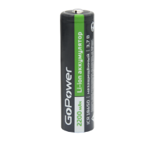 Аккумулятор Li-ion GoPower 18650 PC1 3.6V 2200mAh без защиты выс.конт. (1/80/160) Аккумулятор Li-ion GoPower 18650 без защиты с высоким контактом (00-00018352)
