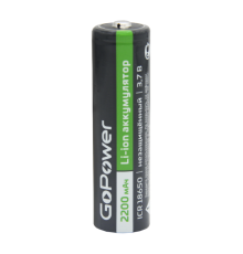 Аккумулятор Li-ion GoPower 18650 PC1 3.6V 2200mAh без защиты выс.конт. (1/80/160) Аккумулятор Li-ion GoPower 18650 без защиты с высоким контактом (00-00018352)