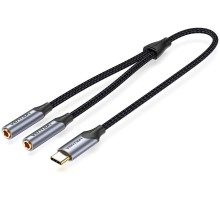 Переходник-разветвитель Vention гибкий USB-C M/Jack 3.5 mm F x 2 - 0.3м Vention гибкий USB-C M / Jack 3.5 mm F x 2 - 0.3м (BGNHY)