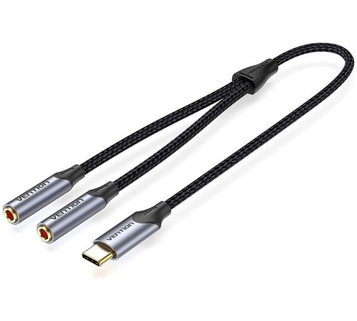 Переходник-разветвитель Vention гибкий USB-C M/Jack 3.5 mm F x 2 - 0.3м Vention гибкий USB-C M / Jack 3.5 mm F x 2 - 0.3м (BGNHY)