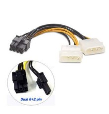 ORIENT C392, Переходник питания для PCI-Ex видеокарт 2 x Molex 4pin (M) -> 8pin (6pin+2pin)